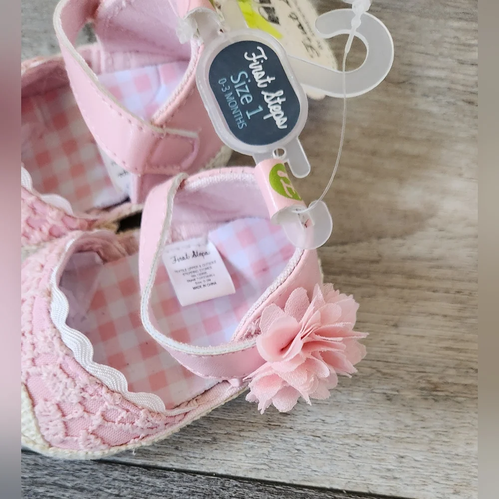 First Steps Pink Soft-Soled Baby Walker Shoes with Elastic Strap